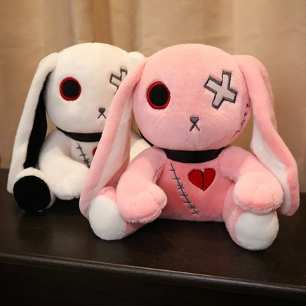 Lusy Store LLC Creepy Goth Bunny Plush Crazy Rabbit Plushie Toys Spooky Gothic Bunny Stuffed Animal Cute Horror Dreadful Bunny Doll Plush