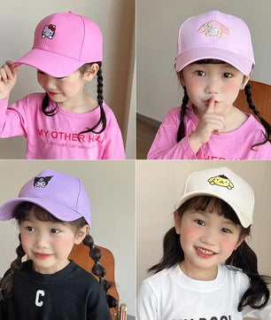 Lusy Store LLC Hello Kitty Kuromi Snapback Cap Cinnamoroll Cotton Baseball Cap For Child Hip Hop Hat