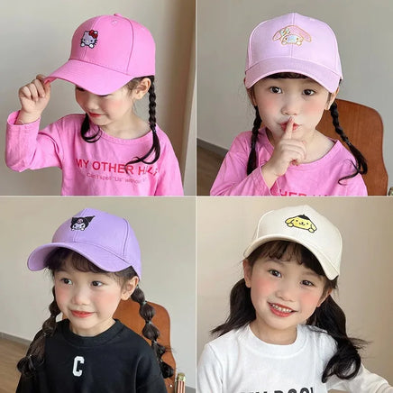 Hello Kitty Kuromi Snapback Cap Cinnamoroll Cotton Baseball Cap For Child Hip Hop