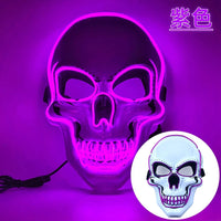 Halloween LED Horror Skull Mask Cold Light Mask LED Halloween Mask Cosplay Mask Halloween Party Decoration Luminous Skull Masks purple
