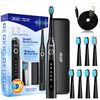 Seago Sonic Toothbrush Electric Toothbrush Cleaning Teeth 5 Modes with 8 Replaceable Brush Heads 2 Min Timer With Portable Box Black