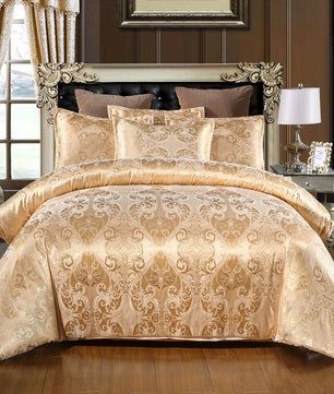 Satin Duvet Cover  Size, Floral Jacquard Satin Duvet Cover Set 3 Piece Luxury Silk Like Bedding Comforter Cover Set Lusy Store