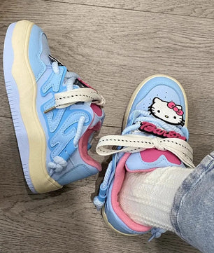 Sanrio Original Japanese Hello Kitty Bread Shoes for Women Spring/Summer New Blue Cute Versatile Kitty Platform Skateboard Shoes Lusy Store