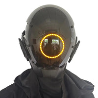 JAUPTO Punk Mask Cosplay for Men, LED Round Light Mask for Women Cosplay Halloween Fit Party Music Festival Accessories Yellow