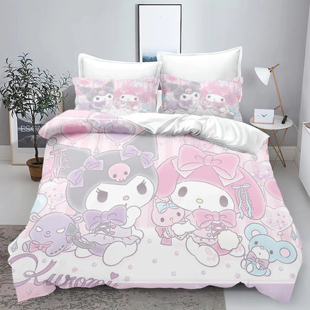 Sanrio, Hello Kitty 3D Children'S Printed Cute Cartoon100% Polyester Bedding Set Duvet Cover Set Bedding Sets Anime Home