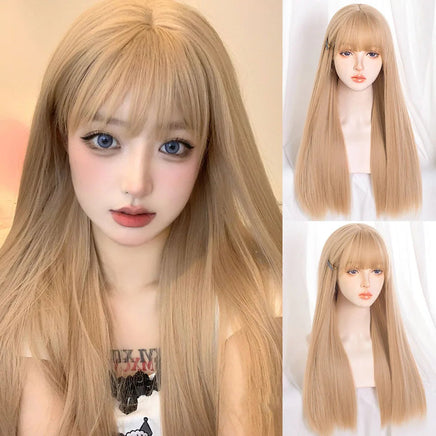 OLACARE Synthetic Super Long Curly Lolita Wig With Bangs 120cm Blonde White Pink Cute Fake Hair Women Halloween Cosplay Wigs #12