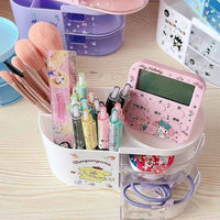 Sanrio Desktop Transparent Drawer Pen Holder Cute Kuromi Cinnamoroll Students Creative Cartoon Pen Holder Stationery Storage Box