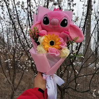 Lusy Store LLC Lilo &amp; Stitch Plush Bouquet With Sunflower Soap Rose Flower Gift Bouquet