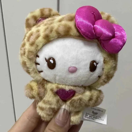 Sanrio Hello Kitty Leopard Print Bear Series Pendant Keychain Cute Cartoon Plush Doll Kitty Cat Pendant Keychain Bag Accessorie