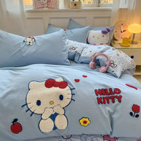 Sanrio Hello Kitty cartoon cute anime character cotton bed sheet duvet cover four-piece kawaii student dormitory three-piece set Sanrio-3