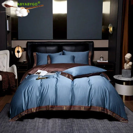 Luxury 160S Egyptian Cotton Bedding Set, Duvet Cover, Bed Sheet & Pillowcases - King Size Comforter Bedding Sets Lusy Store