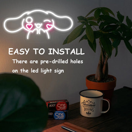 Lusy Store LLC Cinnamoroll Dimmable Led Neon Light For Wall Art Decor Game Room Bedroom Decor Holiday Gift Neon Sign
