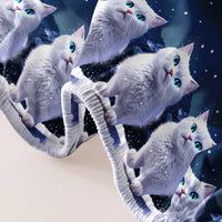 Lusy Store 1 piece of blue eyed white cat patterned matte bedsheet, bedroom printed bedspread, bedding (excluding pillowcases) 