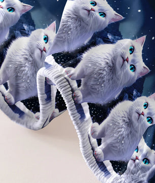 Lusy Store 1 piece of blue eyed white cat patterned matte bedsheet, bedroom printed bedspread, bedding (excluding pillowcases) 