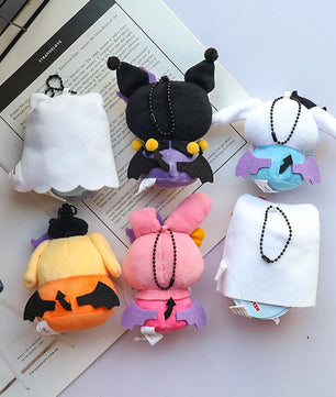 Lusy Store LLC Hello Kitty Halloween Doll Cinnamoroll Kuromi Kawaii Ghost Plush Toy Key Pendant Gifts Halloween Toys Plush