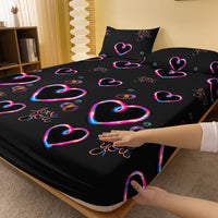 Lusy Store 1 Piece of Heart Flashing Emotion Pattern Frosted Bedsheet, Bedroom Printed Bedspread, Bedding (Excluding Pillowcases) 