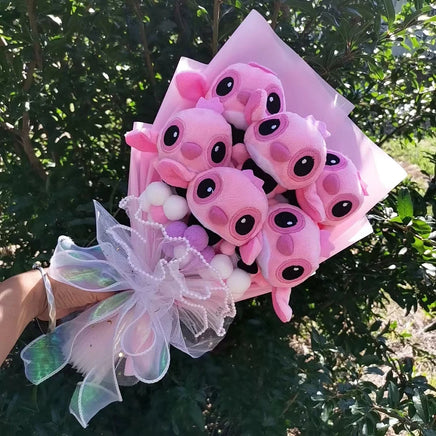 Lusy Store LLC Lilo and Stitch Plush Doll Toys Rose Bouquet Stuffed Animals Party Gift Bouquet
