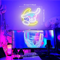 Lusy Store LLC Cinnamoroll LED Light Sanrio Neon Sign Hug the Moon Neon Wall Light Cute Anime Room Decor Neon Sign