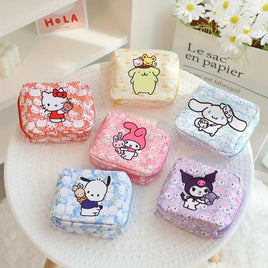 [Licensed] Sanrio Hello Kitty Cinnamoroll Kuromi Cartoon Girl Sanitary Napkin Storage Bag MakeUp Bag Coin Purse Card Holder Bag