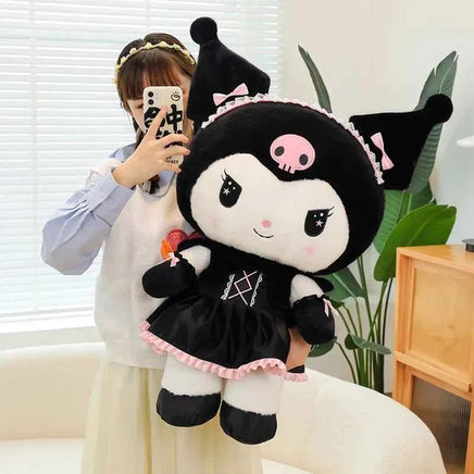 25cm Cartoon Sanrio Dress Kuromi Plush Toys Pillow Kawaii Dark Kuromi Peluch Toy Soft Stuffed Doll Xmas Gift For Girls