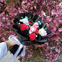 Lusy Store LLC Kuromi My Melody Cinnamoroll Hello Kitty Soap Flower Cartoon Plush Bouquet Valentine's Day Christmas Graduation Gift Bouquet