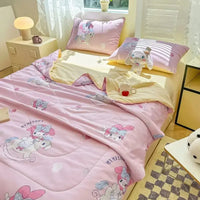 Hello Kitty Kawaii Summer Quilt Anime Cartoon Bedding Quilt Cover Student Bedding Soft Microfiber Bedspread Lightweight Coverlet Lusy Store