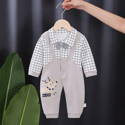 3-18M Boys Romper Newborn Striped Gentleman Tuxedo Infant Party Costume Baby Cotton Halloween Outfit Long Sleeve Formal Clothes ED013210