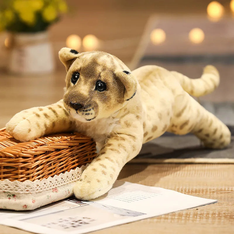 Lusy Store LLC Simulation Lion Tiger Leopard Plush Toys Cute Stuffed Soft Decor Gift Plush