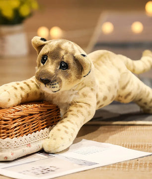 Lusy Store LLC Simulation Lion Tiger Leopard Plush Toys Cute Stuffed Soft Decor Gift Plush