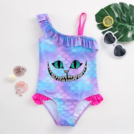 Alice in Wonderland Girls Swimsuit Mermaid Fish Scale One-Piece Bathing Suits Children's Dresses Summer Swimwear Beach Suit Kids Lusy Store