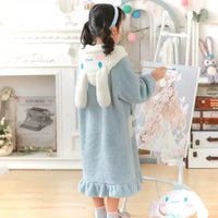 Sanrio Cinnamoroll Anime Periphery Winter Flannel Rompers Pajamas Children Girl Boy Toddler Jumpsuit Infant Clothes Kids Gifts Nightgown