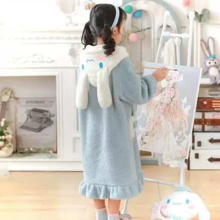 Sanrio Cinnamoroll Anime Periphery Winter Flannel Rompers Pajamas Children Girl Boy Toddler Jumpsuit Infant Clothes Kids Gifts Nightgown