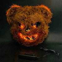 Horror Bloody Rabbit Bear Mask Halloween LED Luminous Animal Simulation Fur Mask Cosplay Masquerade Party Costume Decoration