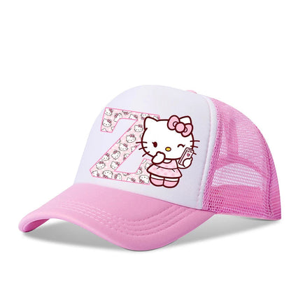 Hello Kitty Baseball Cap Peaked Hat Sanrio Cute Letter A-z Initials Print Pink Summer Adjustable Sunhat Girl Women Snapback Caps KT3035