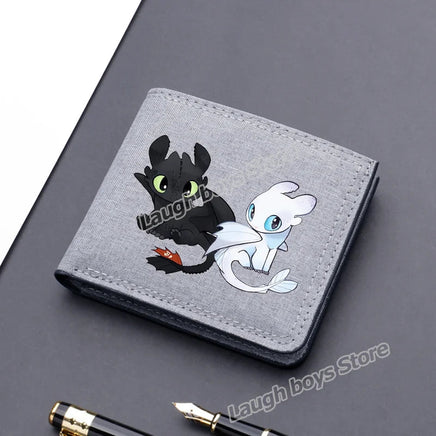 Toothless Canvas Wallet Men Short Folding Purse How To Train Your Dragons Cartoon Card Holder Coin Case Fashion Pocketbook Gift Lusy Store