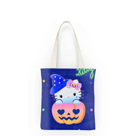 Kawaii Sanrio Halloween Hello Kittys Shoulder Bags Cartoon Anime Kuromi Girl Canvas Shoulder Bag Shopping BagNo zipper A