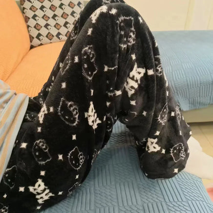 Hello Kitty Pajama Pants Fleece Double Elastic Fabric Soft Trousers Women Trousers Cartoon Birthday Gift 5
