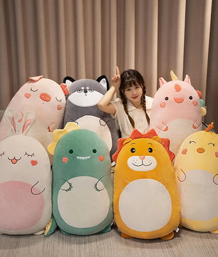 Lusy Store LLC Fat Kawaii Chicken Bear Rabbit Penguin Piggy Dinosaur Plush Pillow Toys Soft Stuffed Animal Chair Cushion Gift Plush