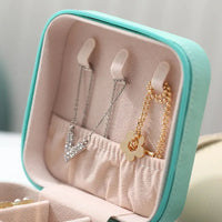 Portable Mini Jewelry Storage Box Travel Organizer Jewelry Case Leather Storage Earrings Necklace Ring Jewelry Organizer Display Lusy Store