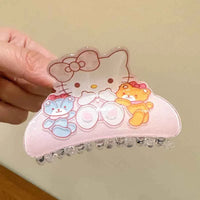 Anime Sanrio Kuromi Acrylic Clip Hello Kitty Cinnamoroll Hairpin Melody Pochacco Pompompurin Clip Girl Hairpin Shark Hair Clips kt