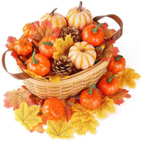 Artificial Pumpkins Set Harvest Decoration Velvet Foam Pumpkin Prop Ornaments for Fall Garland Autumn Thanksgiving Halloween