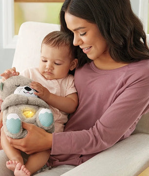 Lusy Store LLC Baby Breathe Bear Soothes Baby Otter Plush Toy Soothing Music Sleep Companion Sound And Light Plush