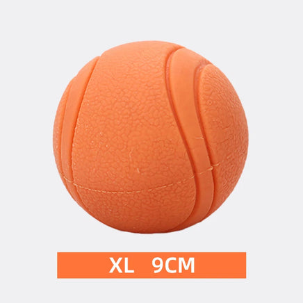 Rubber Dog Ball, Indestructible & Bite-Resistant, Chew Toy for Small to Extra-Large Dogs, Solid Red Orange XL