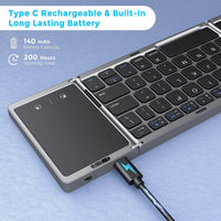 Foldable Rechargeable Wireless Bluetooth Keyboard for PC, Mac, Smartphone Windows, iOS, & Android