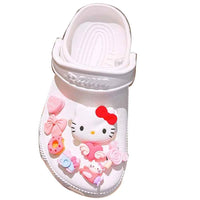 Sanrio Hello Kitty Kuromi Cinnamoroll Sneakers Buckle Set Melody LED Decorations Accessories for Slides Sandals Clogs Gifts 8Pcs Kitty