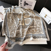 Lusy Store 2024 Luxury Brand Print summer Neck Tie Shawl Silk Square Scarf Women 70cm Hair Hand Wrist Headkercheif Hijab Bandana 