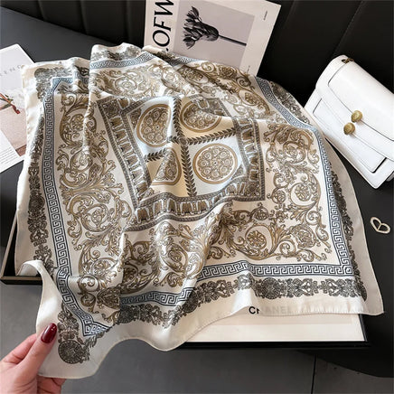 Lusy Store 2024 Luxury Brand Print summer Neck Tie Shawl Silk Square Scarf Women 70cm Hair Hand Wrist Headkercheif Hijab Bandana 