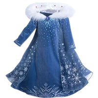 Girls Elsa Anna Costume Kids Birthday Floral Dress Children Snow Queen Performance Fantasy Princess Evening Halloween Costumes Elsa dress A