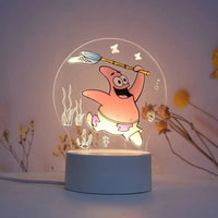 SpongeBob SquarePants Patrick Star Peripheral Cartoon Animation Creative Night Light 3D Children's Room Decorative Light style-3 usb warm color