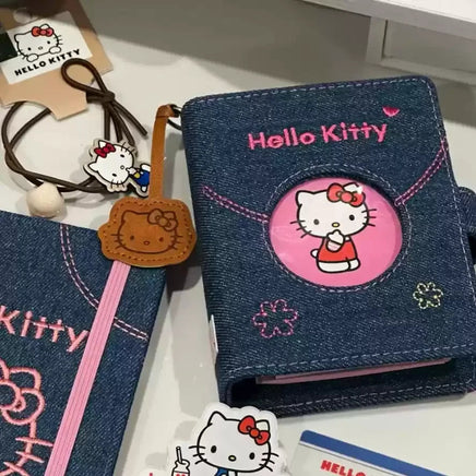 Cute Cartoon Anime Merchandise Hello Kitty High Looks Handheld Account Book Student Portable Denim Loose Leaf Diary Notepad Gift A